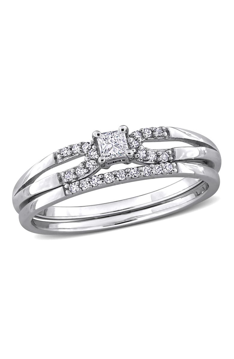 Julianna B. Diamond Split Shank Bridal Ring Set, Main, color, Sterling Silver