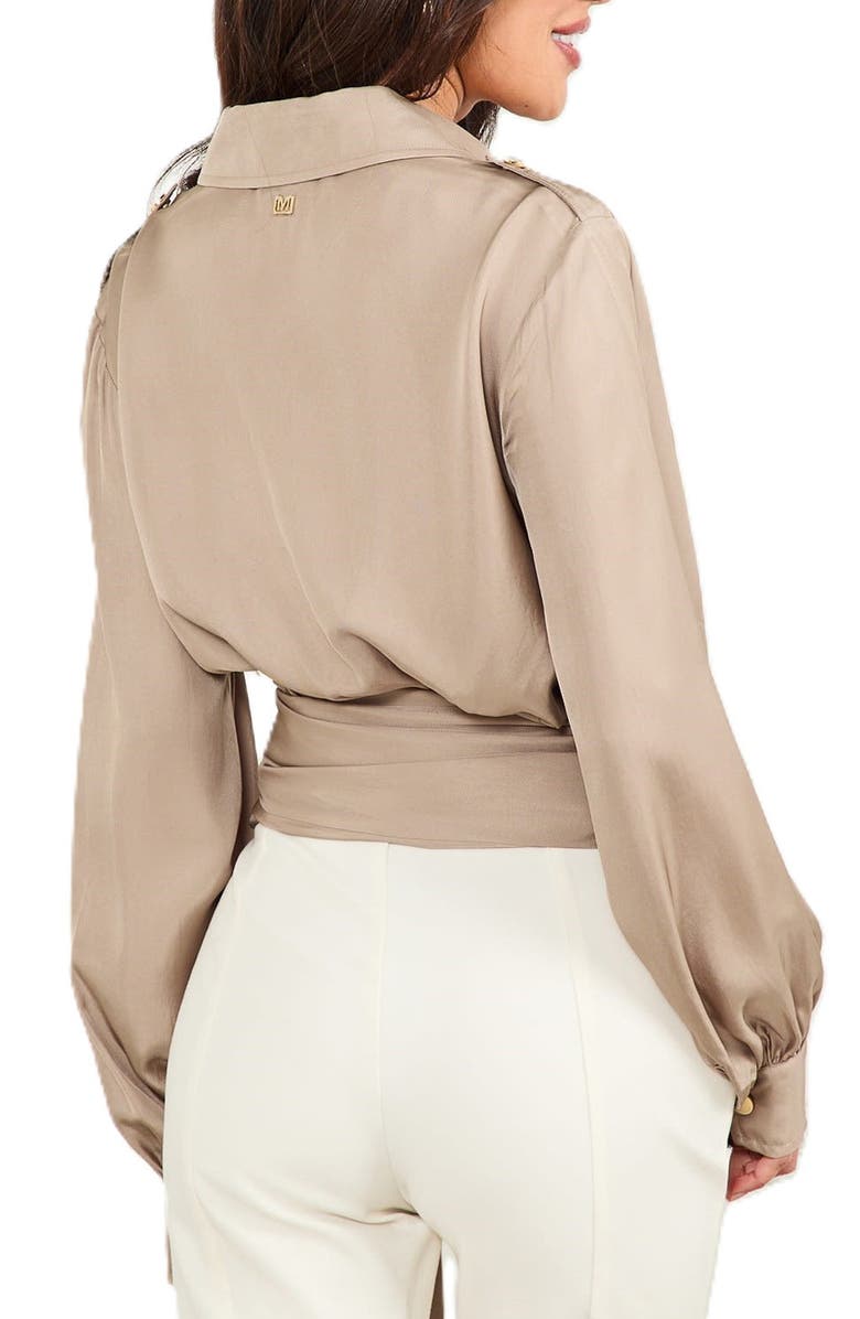 Marciano Dorian Wrap Top, Alternate, color, Brown