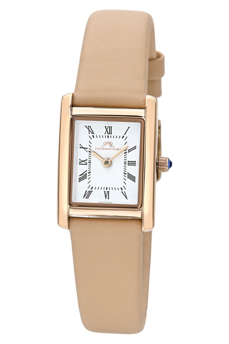 Karolina Leather Strap Watch, 21.5mm x 30mm, Main, color, BEIGE/ ROSE