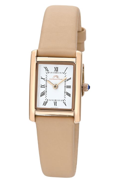 Karolina Leather Strap Watch, 21.5mm x 30mm