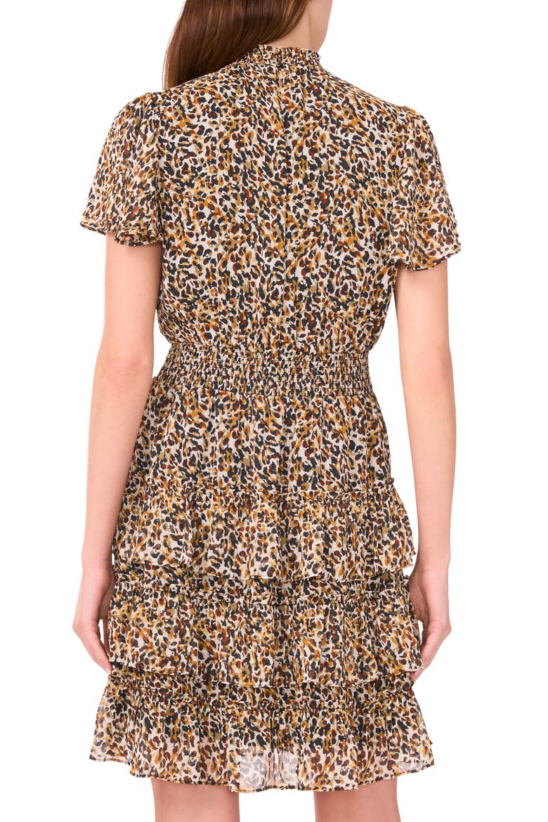 Smock Neck Tiered Minidress, Alternate, color, TOAST