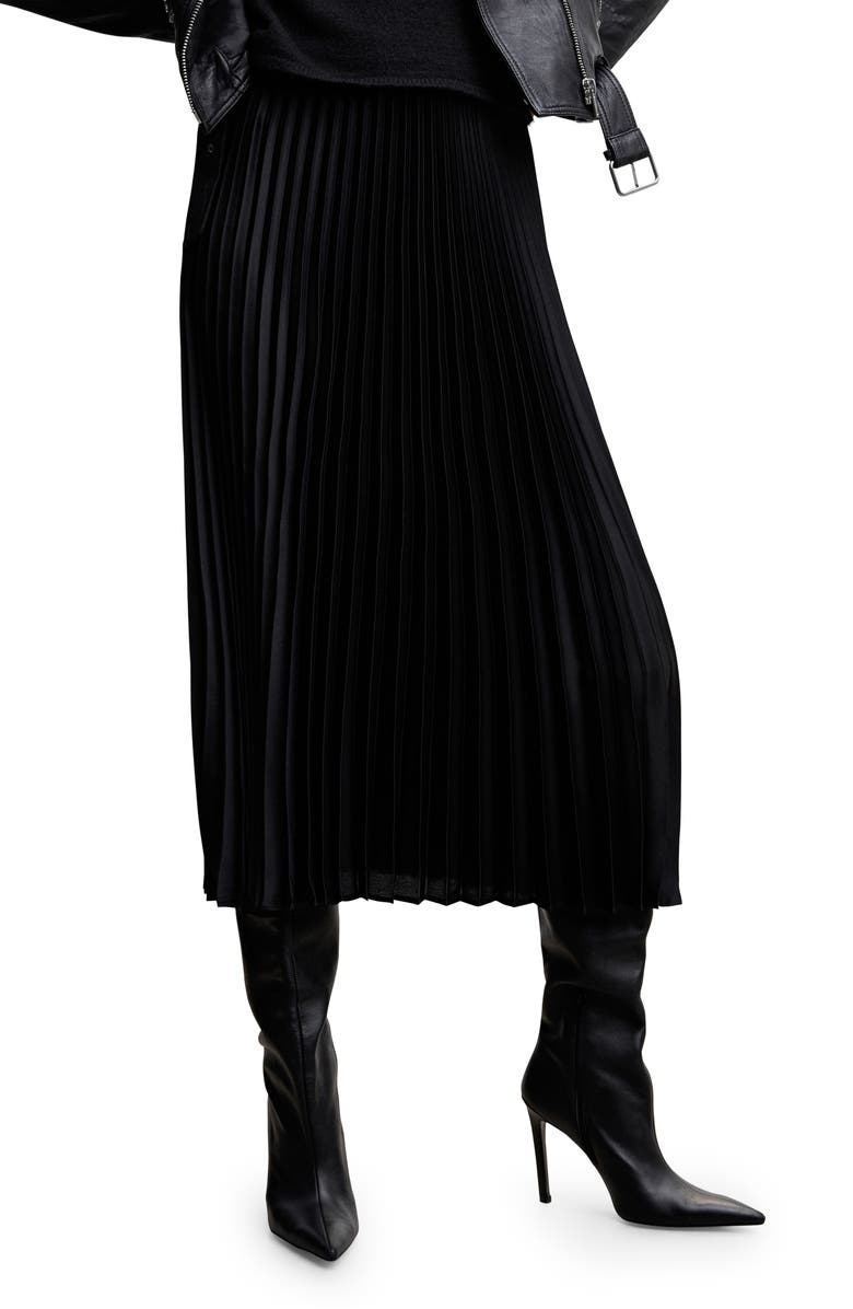 MANGO Pleated Satin Skirt, Main, color, 