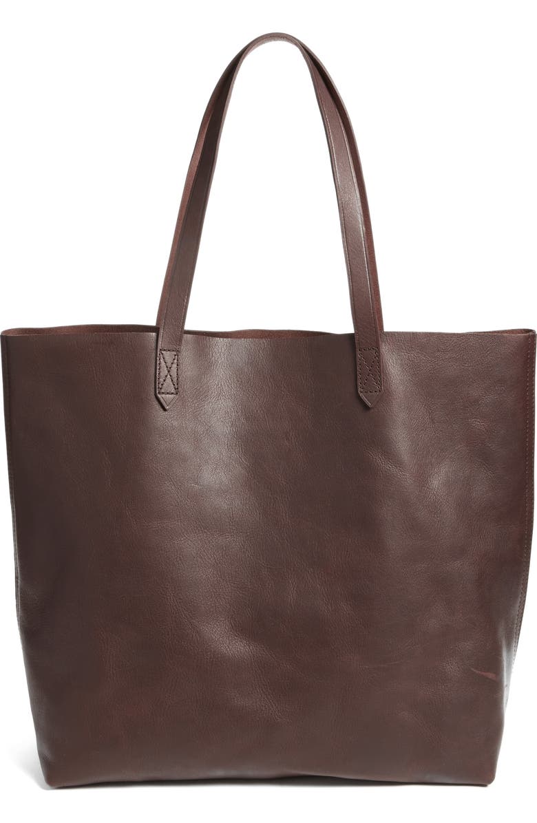 Madewell Transport Leather Tote, Main, color, Dark Cocoa