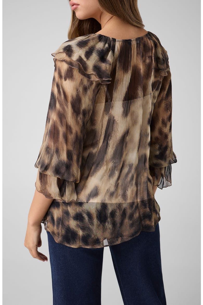 Fatima Printed Ruffle Top, Alternate, color, GOLDEN FUR PRINT