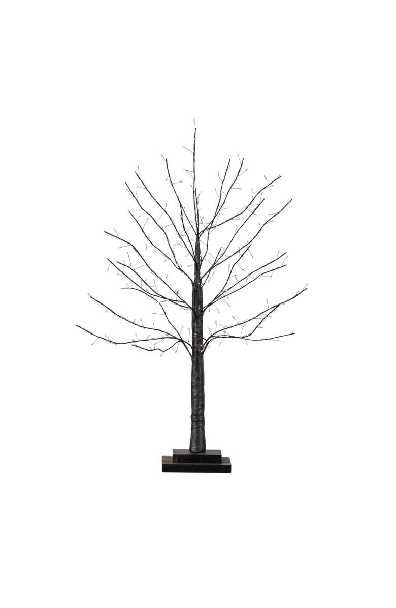 NEARLY NATURAL 2-ft Pre-Lit Artifiical Halloween Black Twig Tree with 210 Warm White Fairy Copper Wire LED Lights, Alternate, color, Black