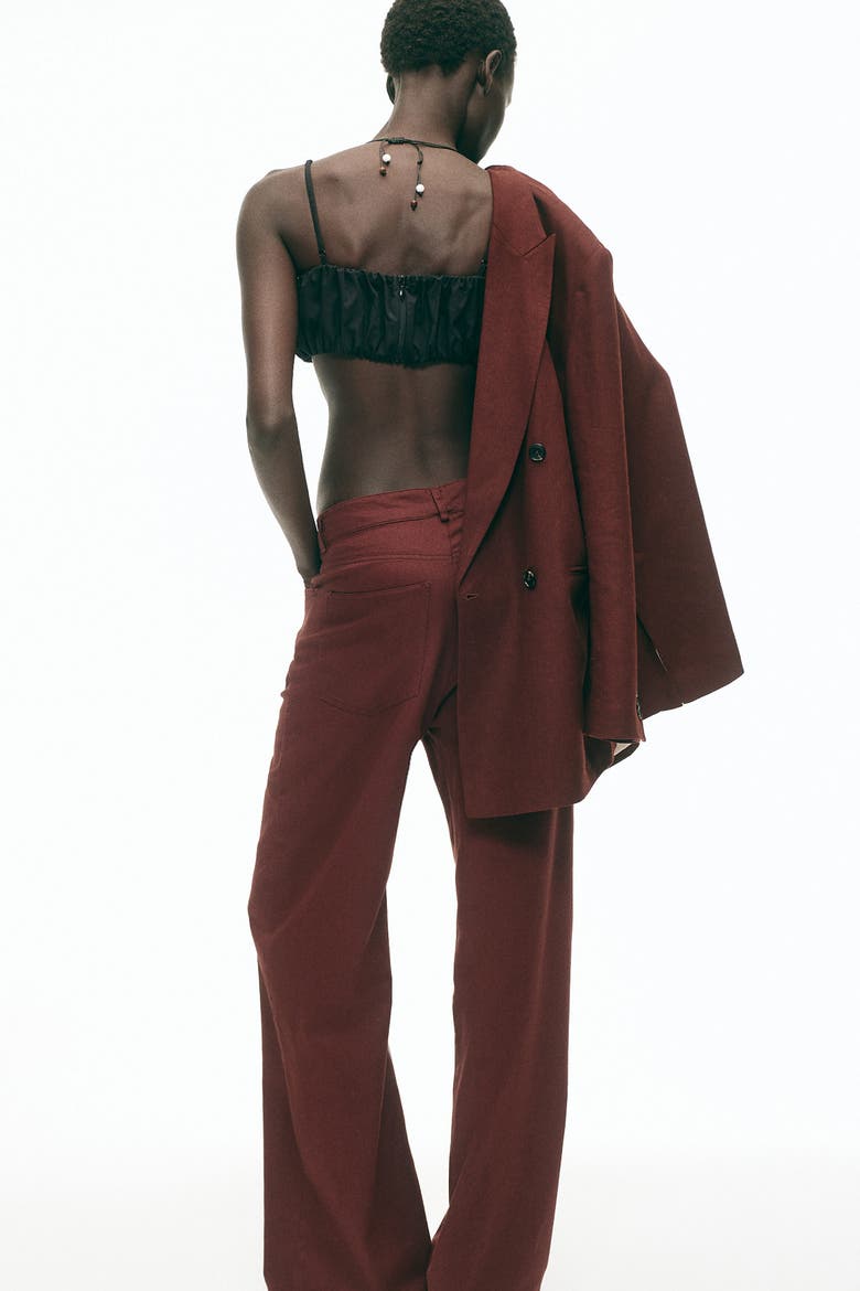 Linen-blend Trousers, Alternate, color, Dark brown