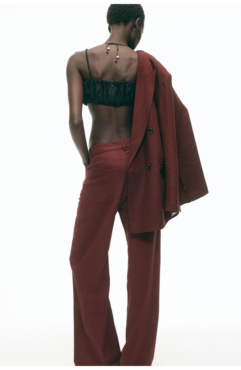 H&M Linen-blend Trousers, Alternate, color, Dark Brown