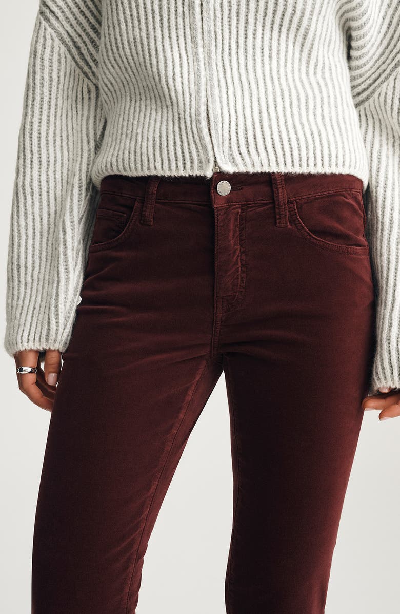 Mavi Jeans Sydney Mid Rise Flare Velvet Pants, Alternate, color, Burgundy Velvet