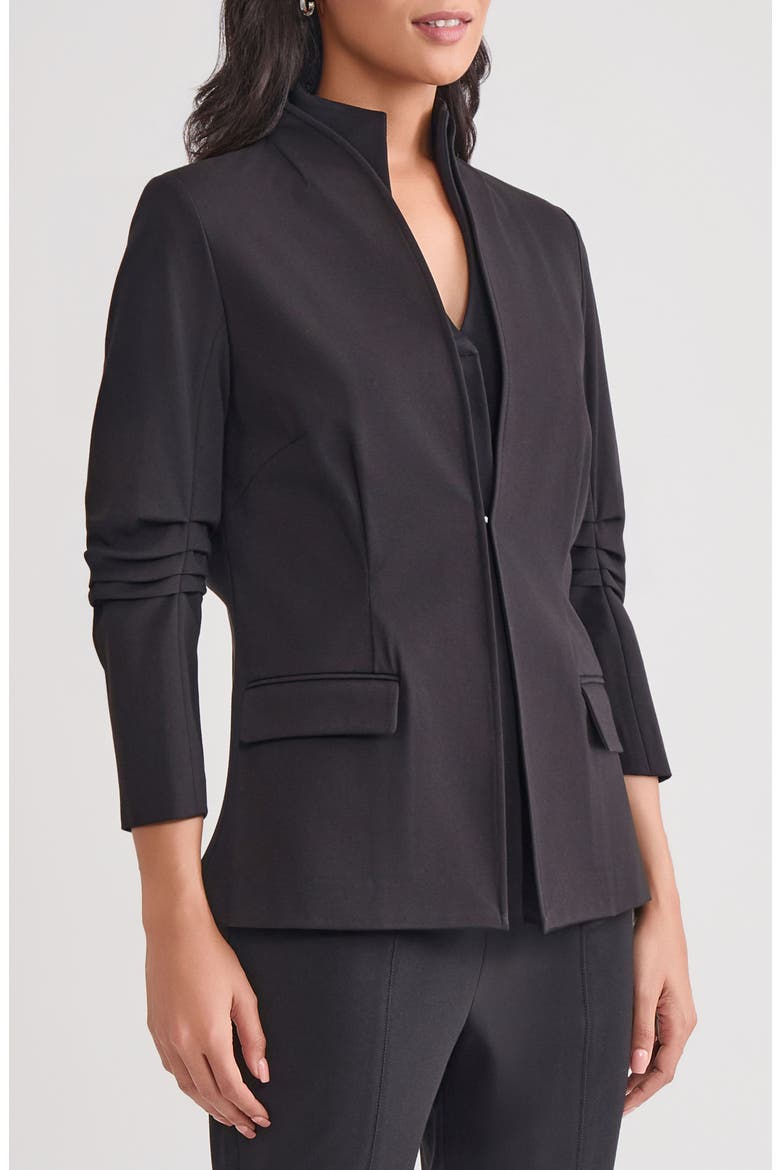 Ruched Sleeve Ponte Jacket, Main, color, BLACK