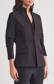 Misook Ruched Sleeve Ponte Jacket