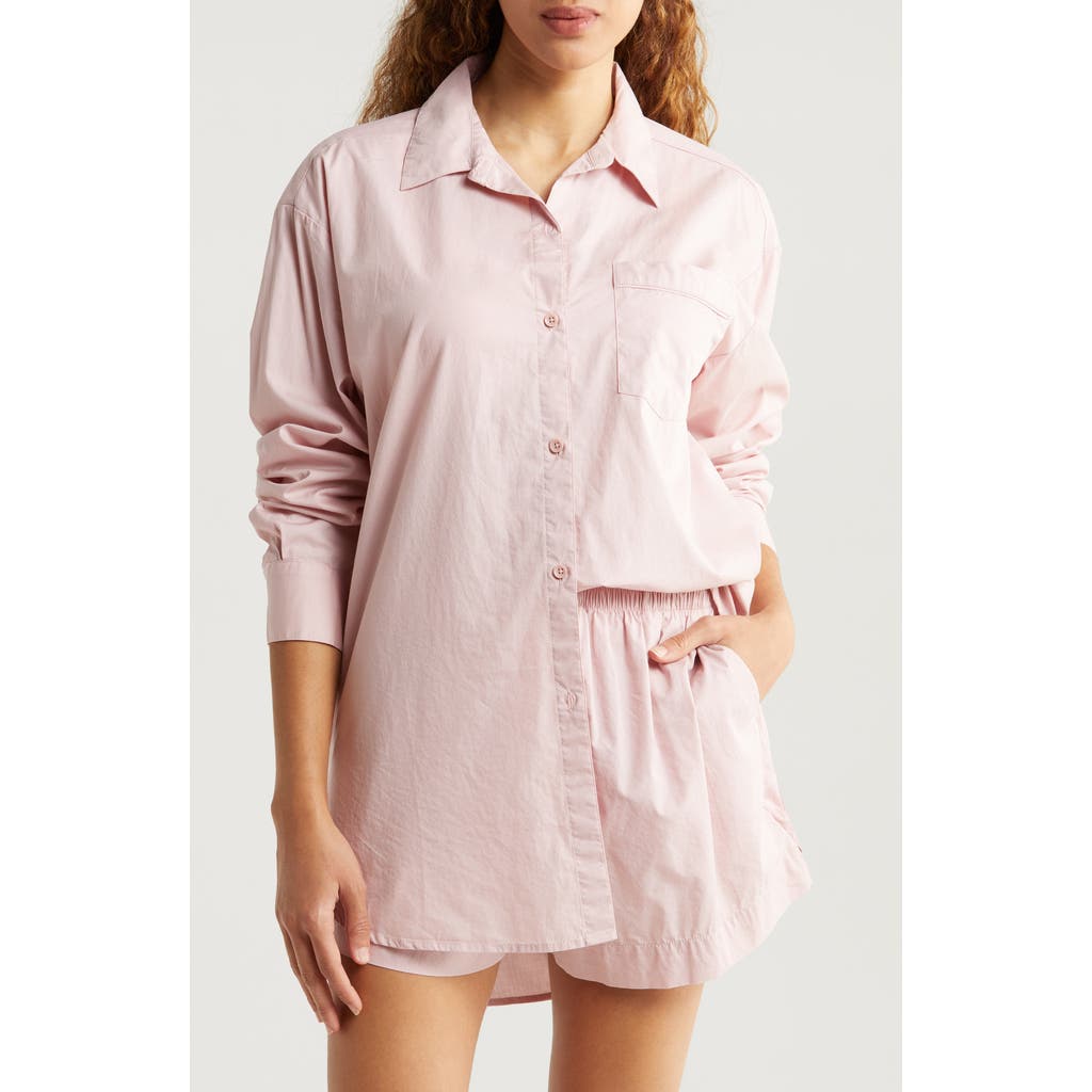 Nordstrom Oversize Shirting Short Pajamas In Pink Puff