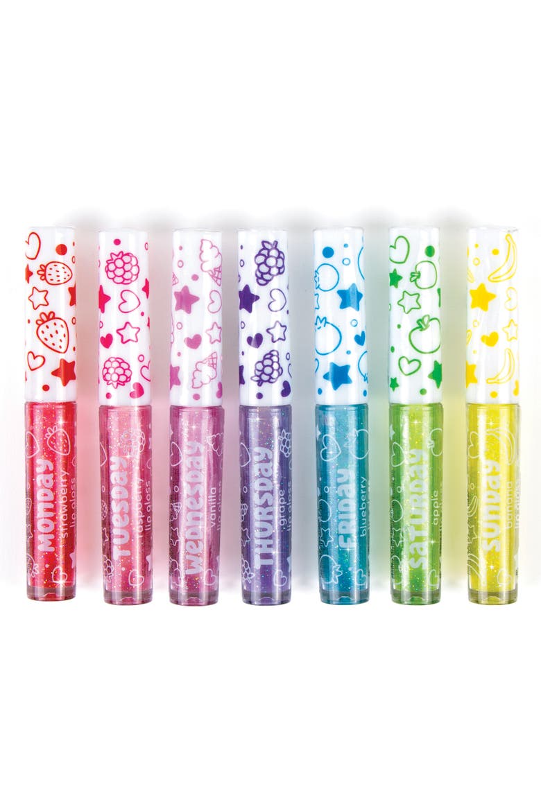 3C4G 7 Days Glitter Lip Gloss 7 Piece Wand Fruit Flavored Set, Alternate, color, Multicolored