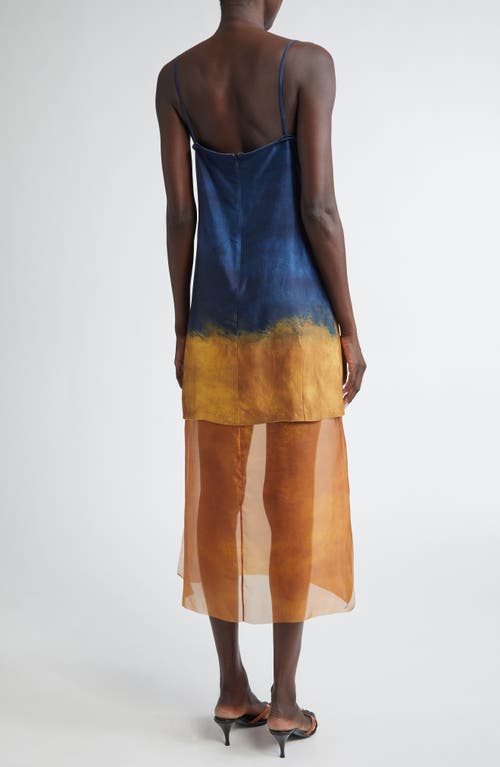 Jason Wu Collection Painted Stripe Slip Dress With Organza Underlayer