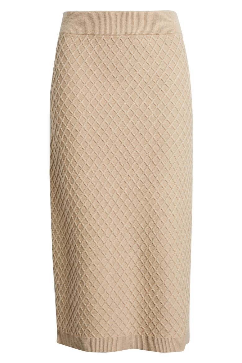 Diamond Stitch Sweater Skirt, Alternate, color, LATTE