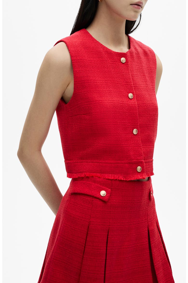 Tweed Crop Vest, Alternate, color, RED