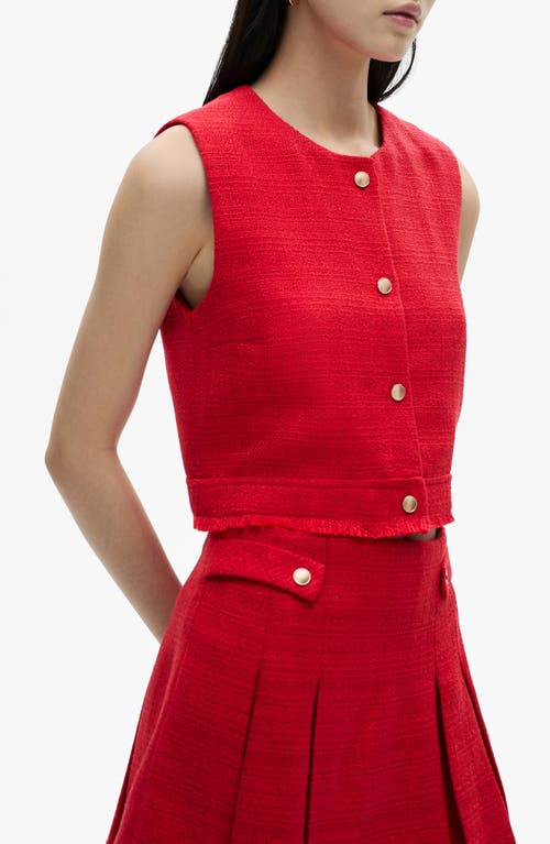 Mango Tweed Crop Vest In Red
