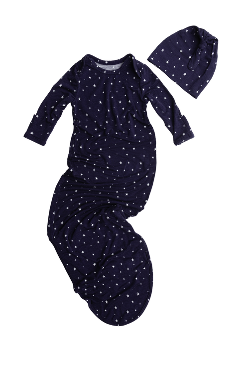 Knotted Baby Gown and Hat