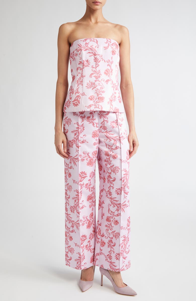 Emilia Wickstead Daffy Floral Damask Taffeta Faille Pants, Alternate, color, Damask Floral Pink