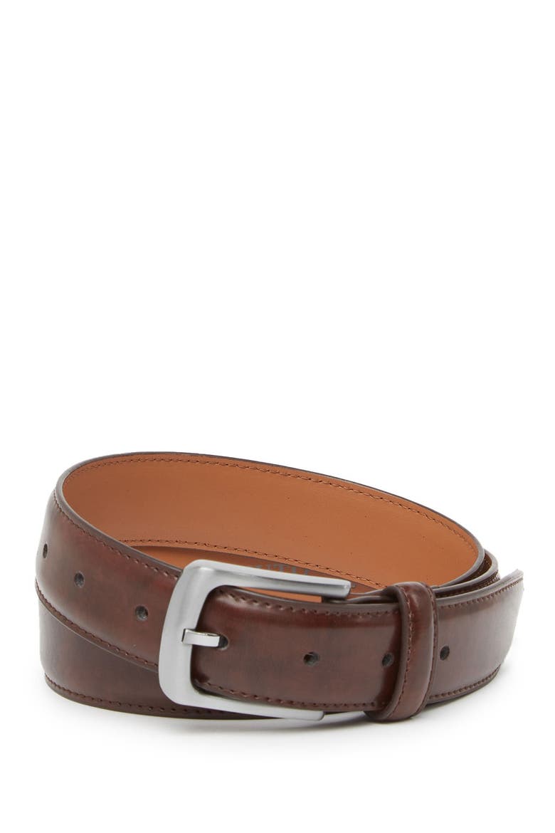 Leather Belt, Main, color, BROWN
