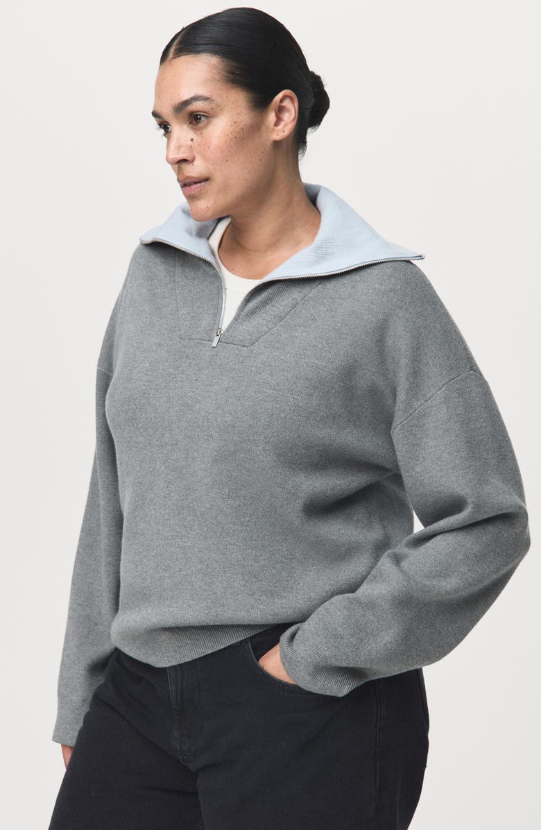 MANGO Quarter Zip Turtleneck Sweater, Alternate, color, Grey