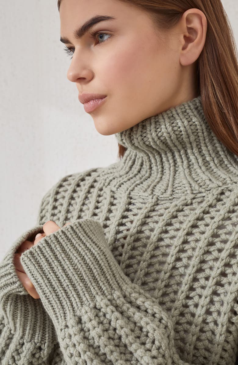 Brunello Cucinelli Cashmere Feather yarn sweater, Alternate, color, Green