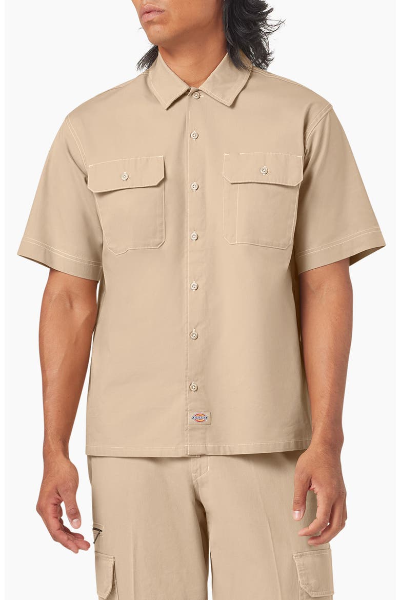 Riverbend Short Sleeve Button-Up Work Shirt, Main, color, DESERT SAND