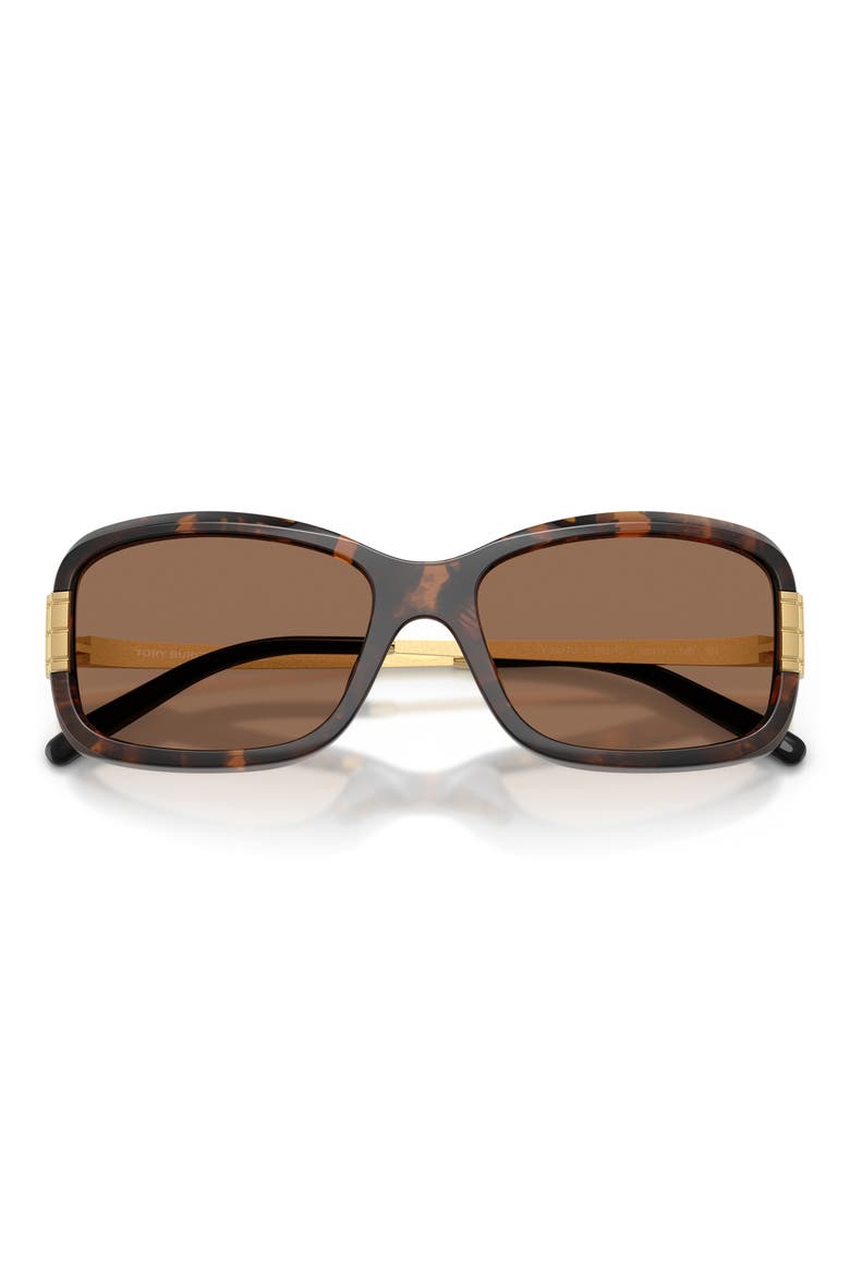 56mm Rectangular Sunglasses, Alternate, color, TORTOISE / DARK BROWN