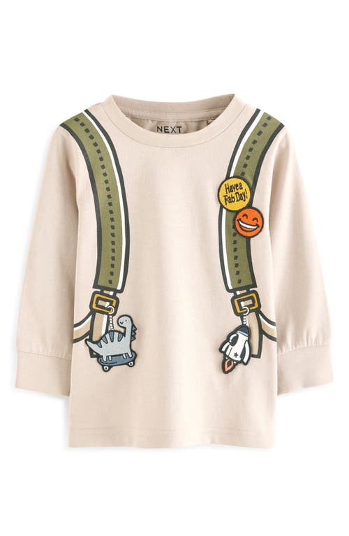 NEXT Kids' Rucksack Long Sleeve Cotton Graphic T-Shirt in Natural 