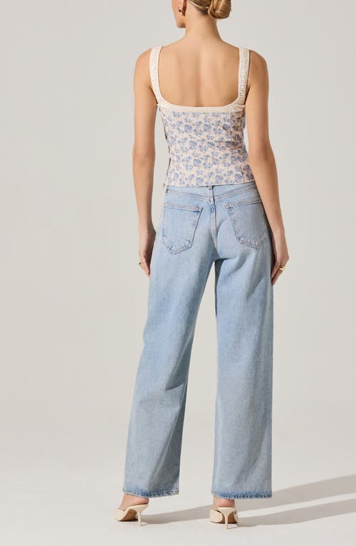 Astr The Label Floral Milkmaid Top In Blue Floral