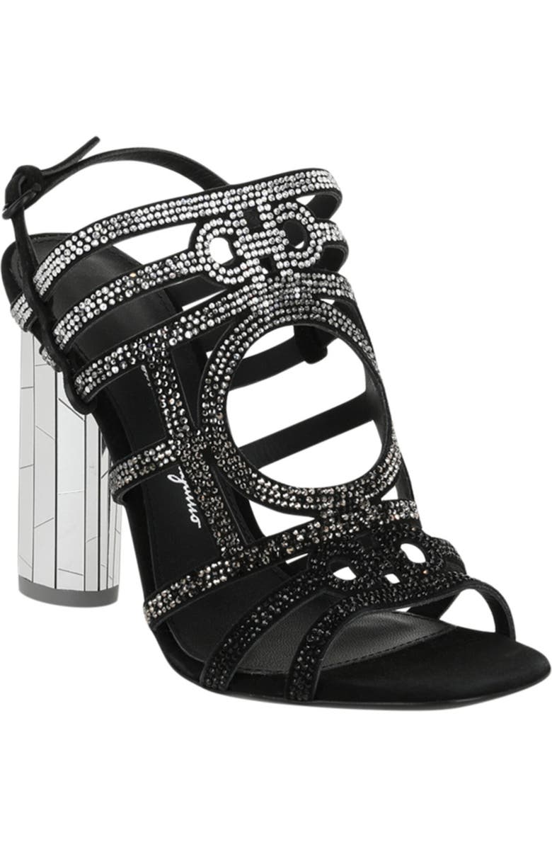 FERRAGAMO Florenza Cage Sandal, Main, color, Black