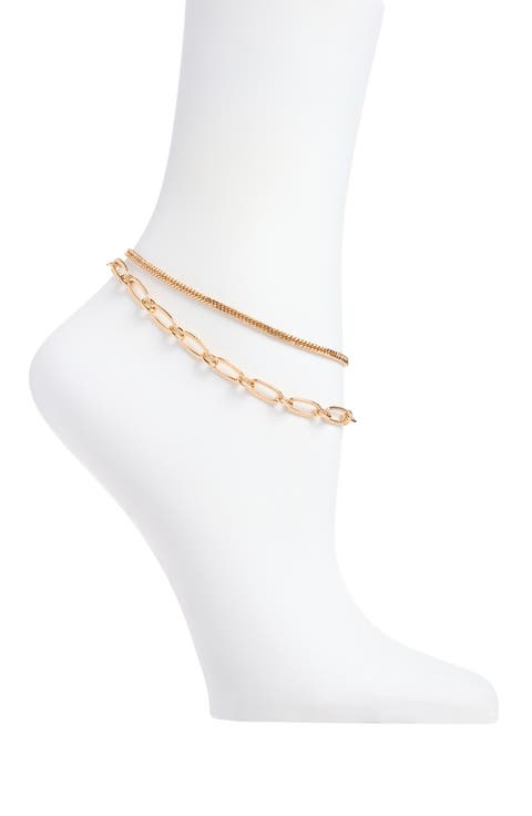 Set of 2 Chain Anklets
