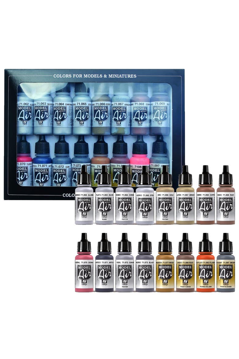 Model Air Metallic Set 16 Colors, 18Ml Bottles, Alternate, color, Multicolored