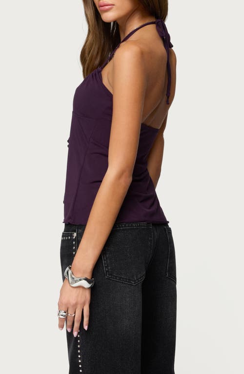 Edikted Lorenna Split Front Halter Top In Purple