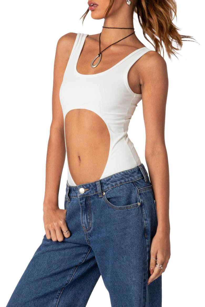Azura Cutout Bodysuit, Alternate, color, WHITE
