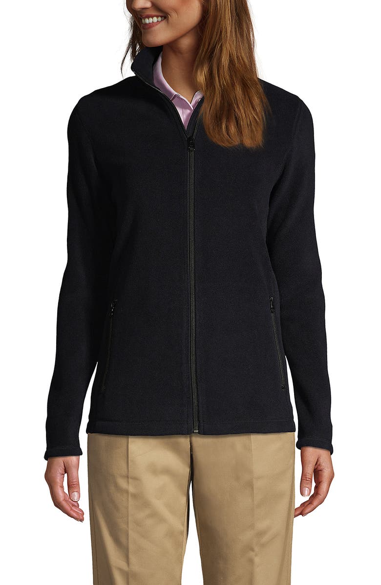 Lands
 End Full-Zip Mid-Weight Fleece Jacket, Main, color, Black