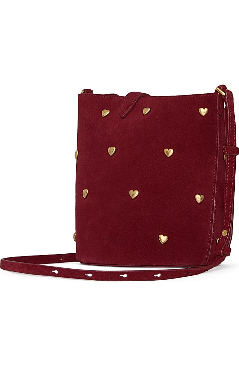 Rebecca Minkoff Small Heart Studded Leather Bucket Bag, Alternate, color,