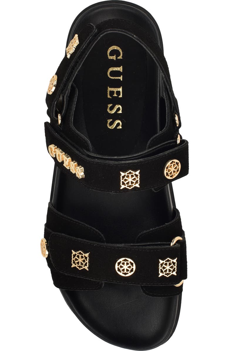 GUESS Florizi Studded Quarter Strap Sandal, Alternate, color, Black