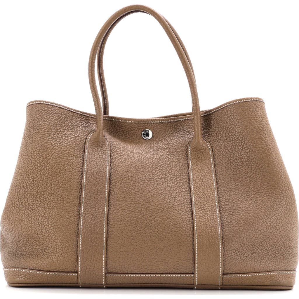 Pre-owned Hermes Hermes Garden Party Tote Leather 36 In Gray