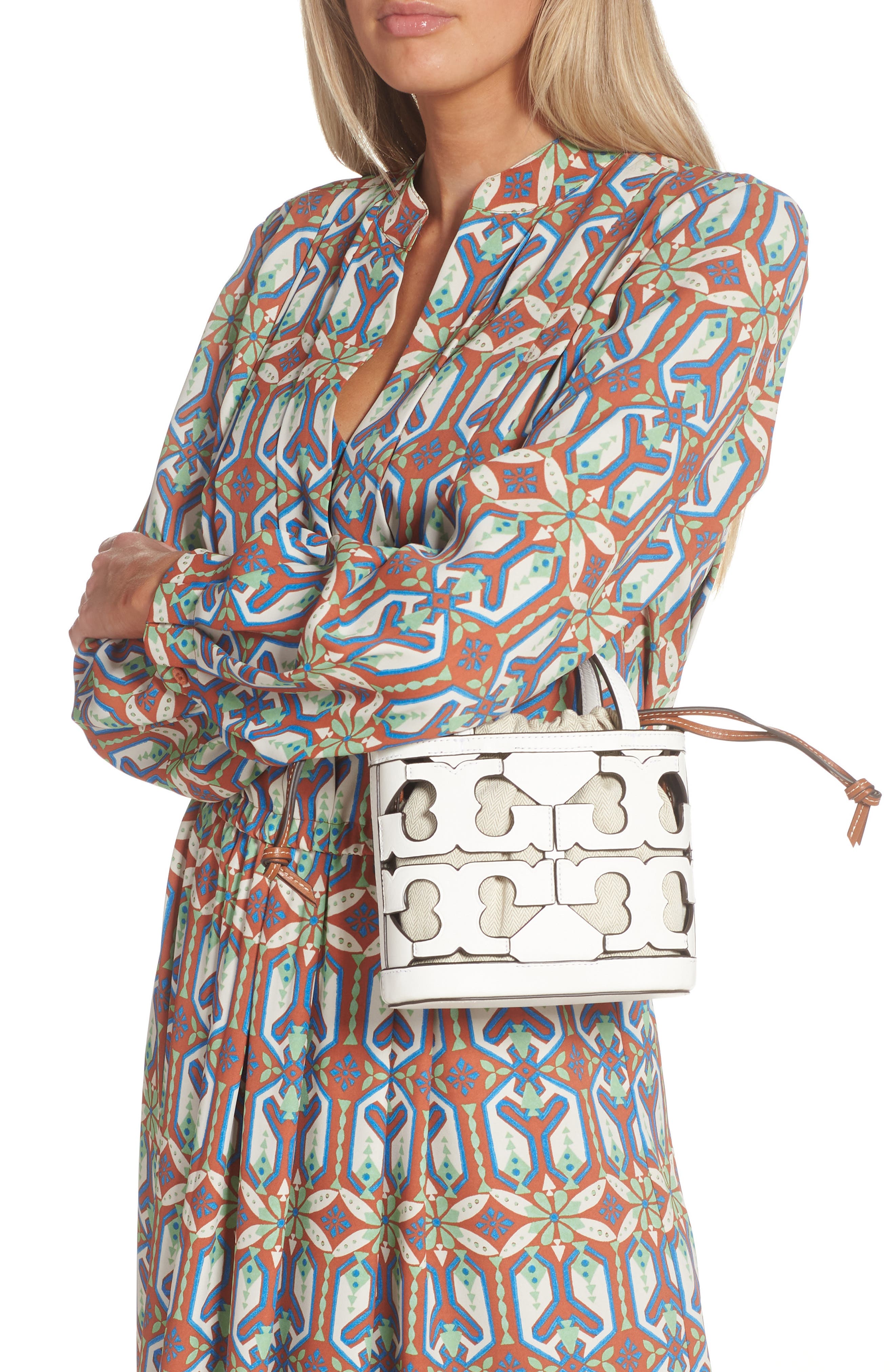 Tory Burch Ella Mini Leather Cutout Tote, Alternate, color, 