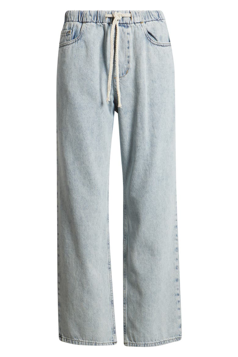 Ella Ankle Straight Leg Drawstring Pants, Alternate, color, LIGHT WASH