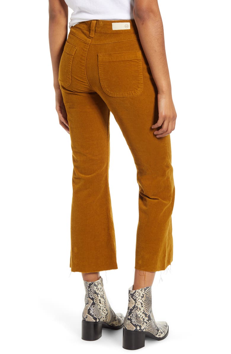 AG Quinne Paneled Corduroy Crop Flare Pants, Alternate, color, Mustard Gold