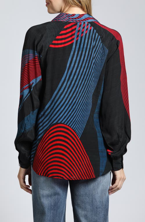 Apny Floral Print Popover Top In Red Multi