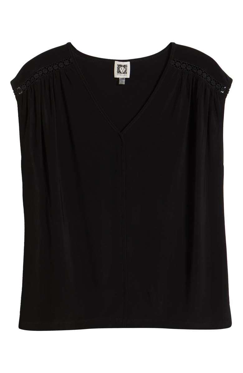 Anne Klein Lace Inset V-Neck Top, Alternate, color,