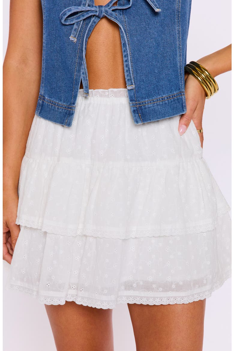 Bailey Eyelet Tiered Miniskirt, Alternate, color, OFF WHITE