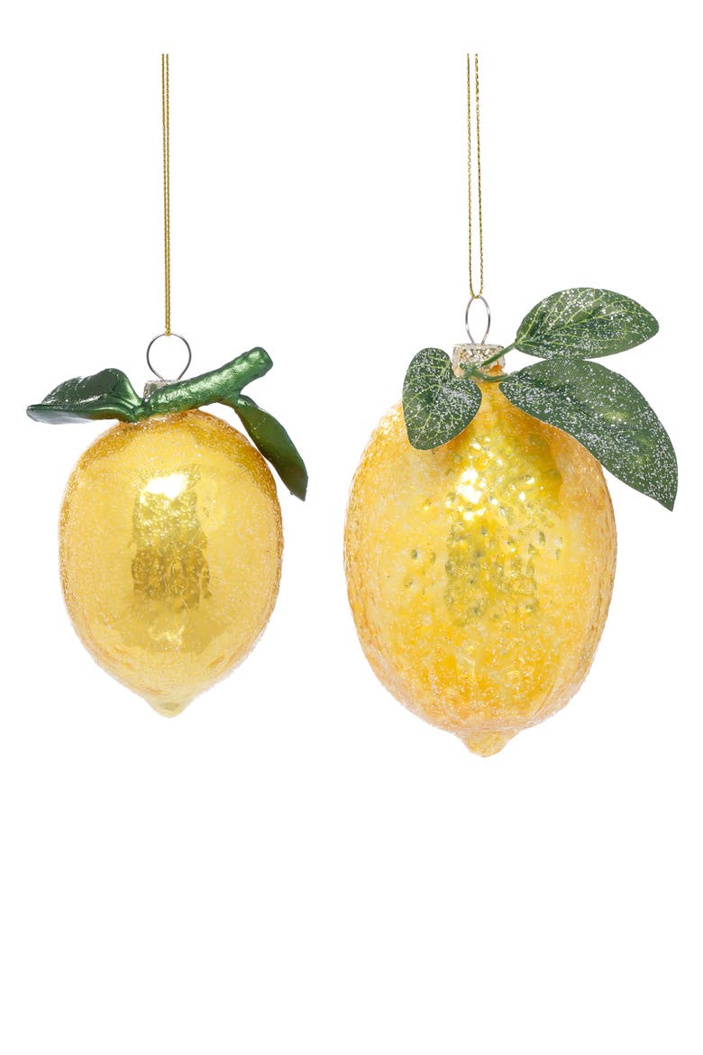 Sparkled Lemon Ornament, Set of 6, Main, color, Yellow