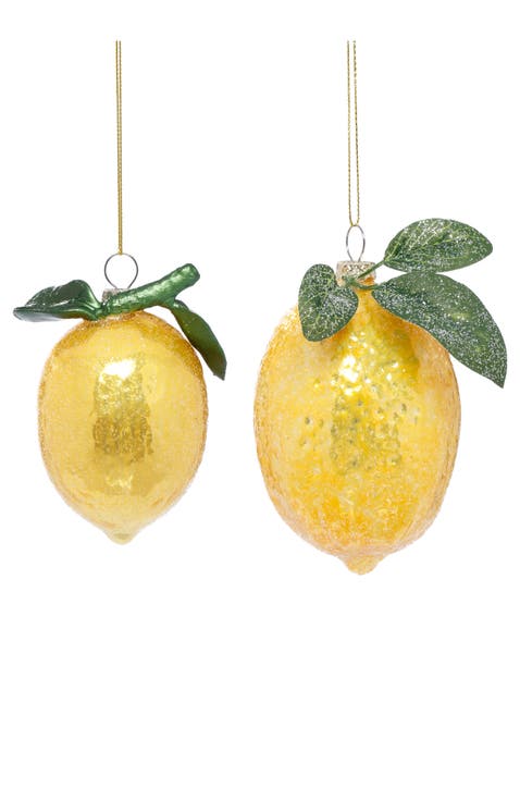 Sparkled Lemon Ornament, Set of 6