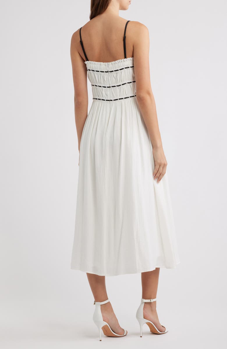 Lulus Ilse Front Tie Midi Dress, Alternate, color, White/ Black