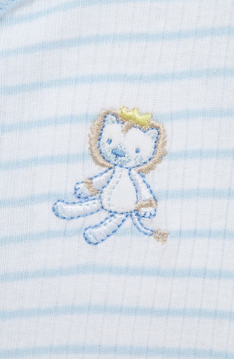 Little Me 2-Pack Safari Stripe Organic Cotton Rompers, Alternate, color, Blue