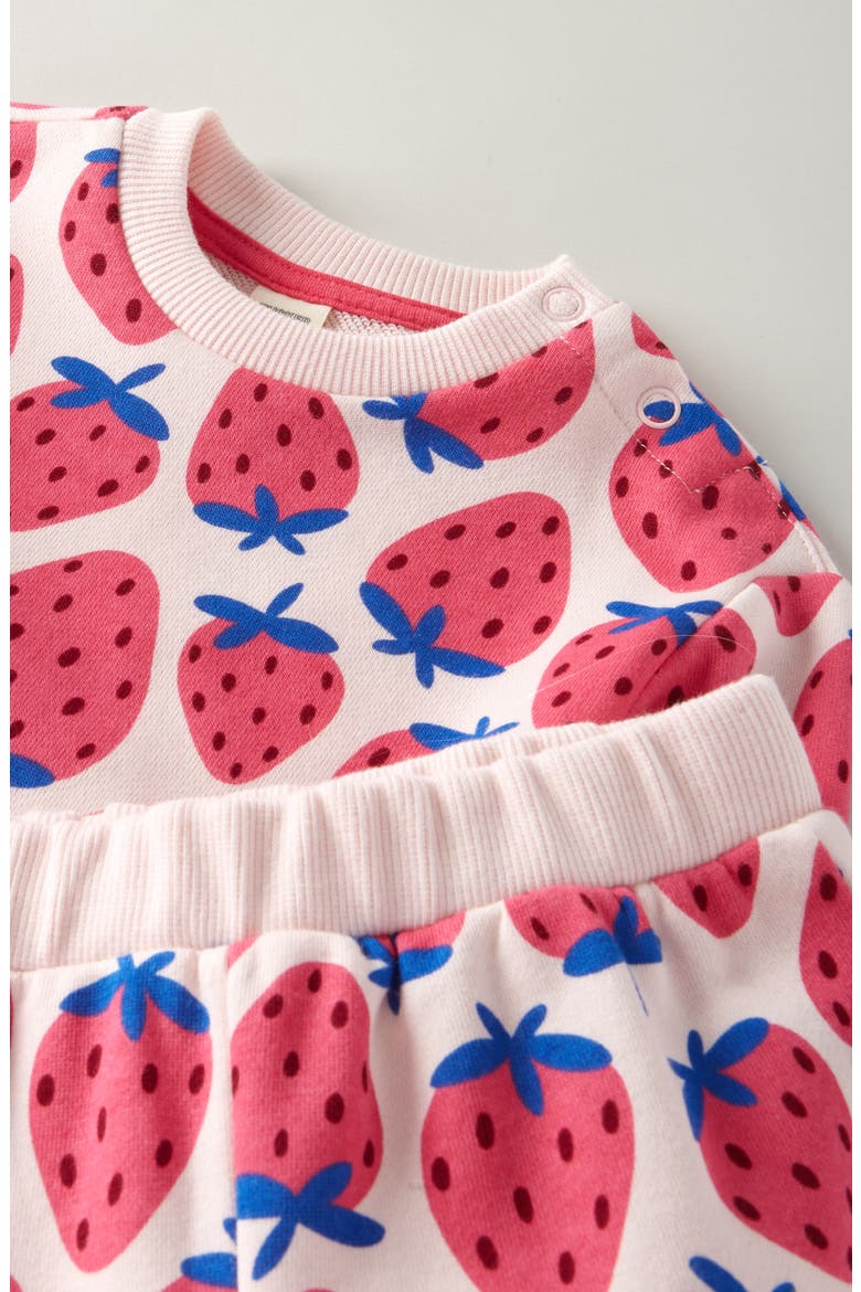 Scallop Hem Cotton Blend Top & Pants Set, Alternate, color, PINK BALM COOL STRAWBERRIES