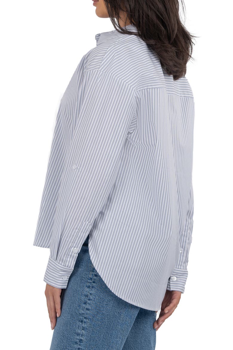 Kaiya Boyfriend Shirt, Alternate, color, WHITE/ BLUE